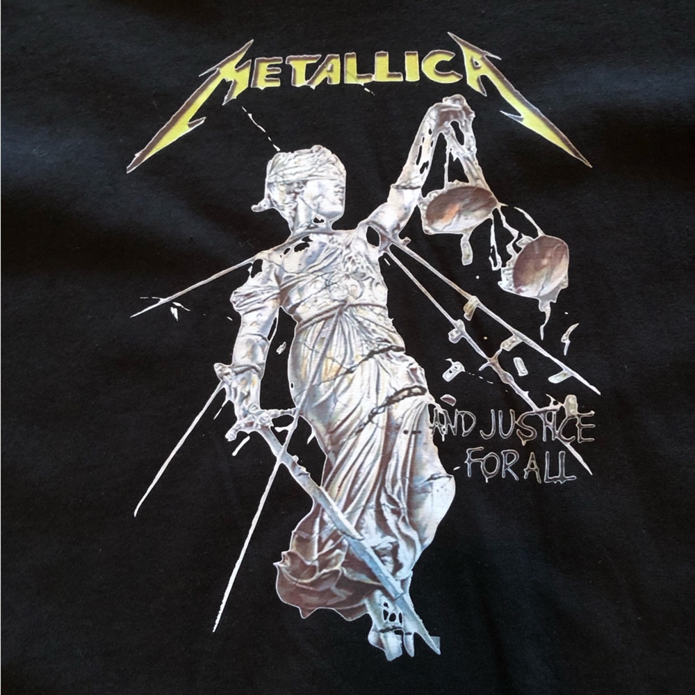 Men’s Metallica Print T-Shirt; “…And Justice for All”; Black; Printed Back